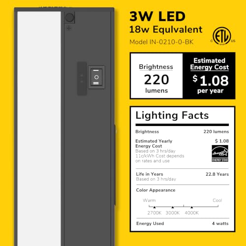 Image of GETINLIGHT 9-Inch Linkable 3CCT LED Under Cabinet Light, Hardwired /Plug-in