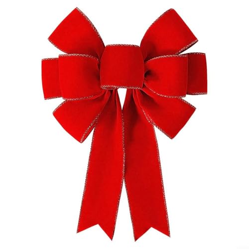 MeevrgR Große rote Samt-Weihnachtsschleife, Dekoration, 27 x 50 cm,...