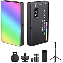 Soporte Para Filmar Con Camara Reflex Andoer W140 RGB Luz de Video LED 2500K-9000K Regulable con trípode de Escritorio, Soporte para teléfono, Cabezal de Bola, Clip de computadora Adaptador de Zapata para Fotografía, Transmisión en Vivo