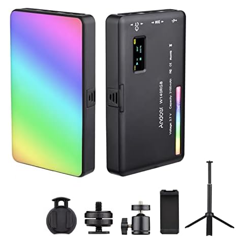 Andoer W140 RGB LED Video Light Kit, LED Camera Light CRI95+ 2500K-9000K Dimmable with Desktop Tripod Ballhead Phone Holder Clip Cold Shoe Adapter for Photography, Video, YouTube, TikTok Cover