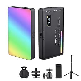 Andoer W140 RGB LED Video Light Kit Pocket Video Conference Lighting CRI95+ 2500K-9000K Dimmable 20 Lighting Effects with Desktop Tripod Ballhead Phone Holder Computer Clip Cold Shoe Adapter