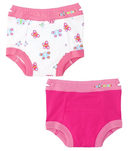 Ez Undeez Toddler Girls Underwear, Potty Training Briefs, Easy Pull Ups, Butterfly-Pink, 3T