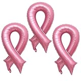 Breast Cancer Pink Ribbon Balloons Ribbon Shaped Foil Balloons Breast Cancer Awareness Aluminum Balloons Set for Party Decoration Fundraising Event Supplies 3PCS