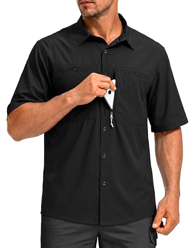 Image of G Gradual Men's Fishing Shirts with Zipper Pockets UPF 50+ Lightweight Cool Short Sleeve Button Down Shirts for Men Hiking