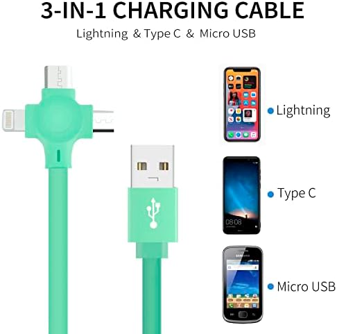 NGUMMS Multi Charging Cable Retractable 3 In 1 Charging Cable Roll Micro USB Cable Fast Charger Cable for Laptop Tablet Mobile Phone Carry on Phone Holder/Charger (Purple)