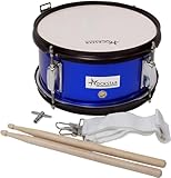 ROCKSTAR - Caja de Marcha en Madera Afinable JINBAO 1055BL-4054 Tambor Incluye Correa y Baquetas, Instrumento Musical de Percusión, Parche afinable y bordonero. 26cm Diametro y 13cm Altura