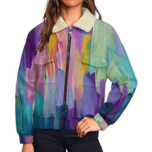 Texture Graffiti Peinture À L'Huile Abstraite sur un Sweat Polaire Zippé Original