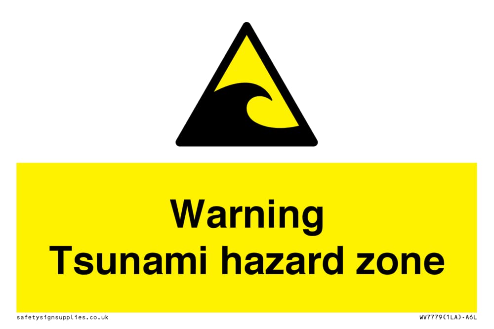 Warning Tsunami hazard zone Sign - 150x100mm - A6L