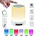 Produktbild WODT Nachtlicht Bluetooth Lautsprecher, Touch Sensor nachttischlampe mit wecker dimmbare warme Lichter 7 Farben, Geschenk für Schlafzimmer, Lounge, Camping