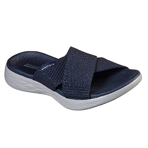 Image of Skechers Women's On-the-go 600 - Glistening Metallic Mesh Slide Sandals | Casual Sandals