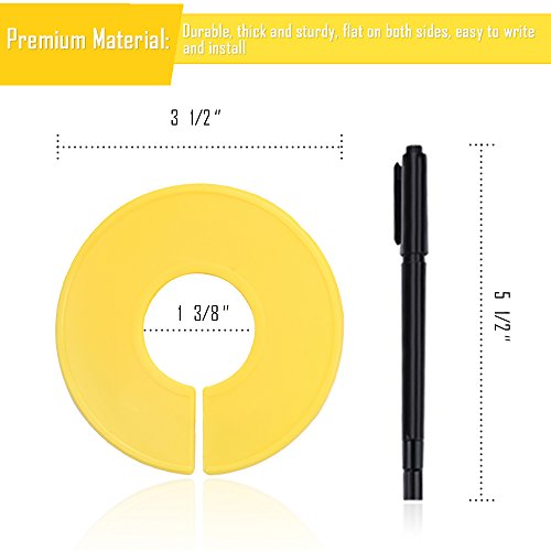 Caydo 72 Pieces 8 Colors Clothing Size Dividers Round Hangers Closet Dividers With Marker Pen #TOP3
