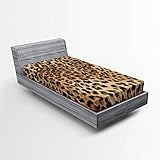 Ambesonne Leopard Print Fitted Sheet, Skin Pattern of a Wild Savannah Animal Powerful Panther Big...