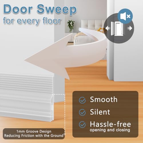 Image of Door Draught Excluder, Adjustable Door Sweep for Bottom of Door, Gap Filler for Exterior and Interior Doors, Door Weather Stripping Blocks Noise and Cold Air (39 Inch, Clear)
