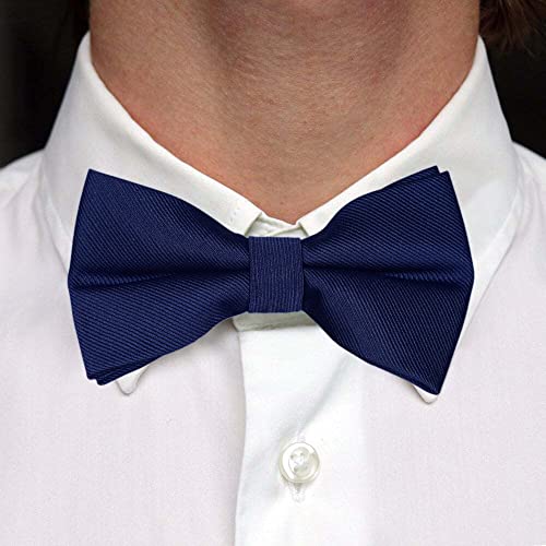Image of Pre-Tied Adjustable Solid Tuxedo Bow Tie for Boys and Men