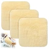 Dingion 3 Pcs Wool Car Wash Pad Wash Mitts Plush Synthetic Polish Pads for Car Washing Detailing Scratch Free,10x10 Inch
