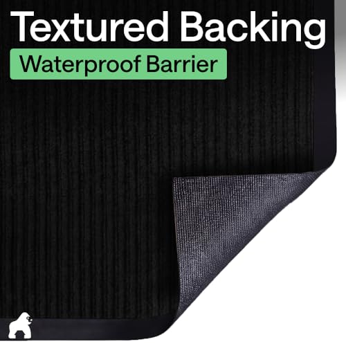 GORILLA GRIP Traffic Guard Indoor Outdoor Heavy Duty Door Mat, 72x48 Black | Waterproof Front Entryway Doormat, Strong Backing Commercial Rugs for Off