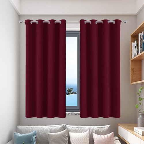 Rideau à oeillets 75 x 250 cm isolant phonique vin rouge - 7