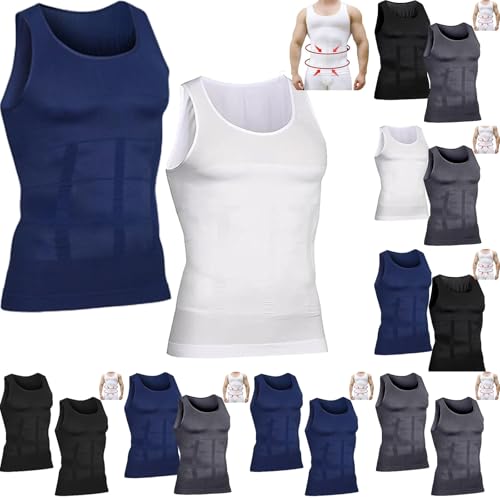 Mens Shaper Tank top 2PC Shaperluv Tank Tops for Men,Men's Shaper Luv Undershirt,Male Compression Tummy Control Shapewear 2025 Blue-White