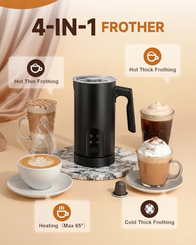Image of Electric Milk Frother, 4-in-1 Automatic Milk Frother and Steamer 11.8oz /350 ml, Hot and Cold Foam Maker, Milk steamer Warmer Heater Foamer for Coffee, Latte, Cappuccino, Matcha