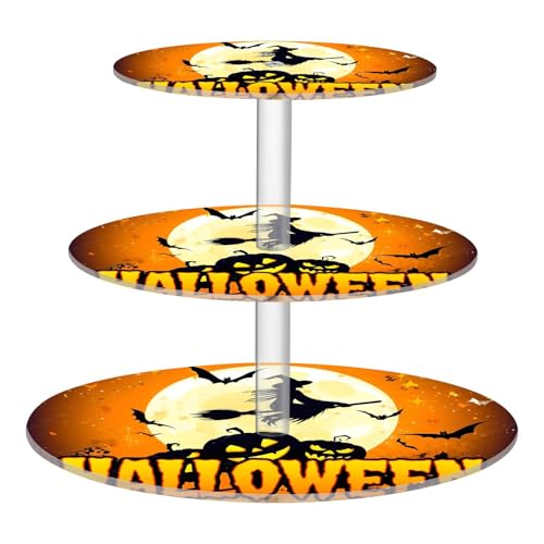 Nander 3 Tier Cupcake Stand,Halloween Witch Large Cupcake Tower Display, Round Cupcake Holder, Acrylic Dessert Stand, Pastry Display Tree for Party, Wedding, Baby Shower