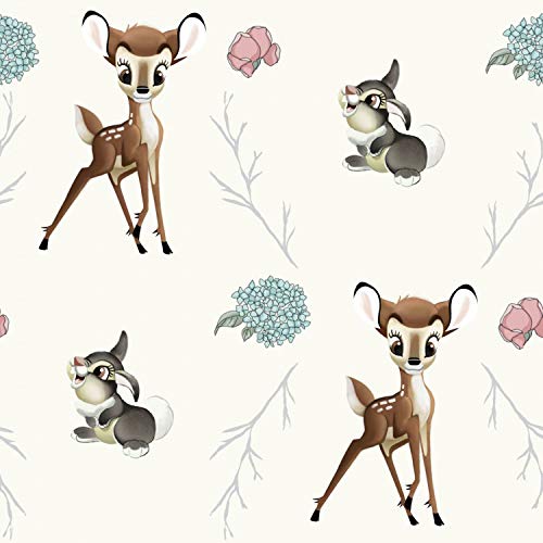 Premium Disney Bambi & Thumper Cotton Fabric – 100% Cotton, 44 Inches Wide, Sold by the Yard in Elegant Ivory