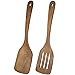 Wooden Spatula, Pack of 2 Wood Solid Turner Kitchen Wooden Slotted Spatulas for Cooking, Heat Resistant Wood Spatulas for Baking Non Stick Cookware