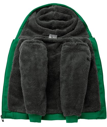 Image of SECOOD Kids Hoodie Fleece Jacket Warm Sherpa Lined Zip Up Hooded Sweatshirt Soft Winter Coat Boys Girls School Outerwear