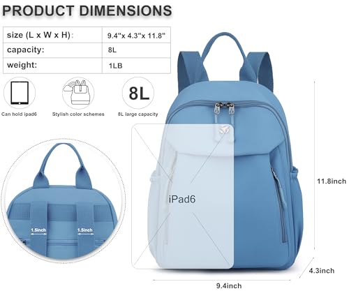 Image of Pealwel Mini Nylon Women Backpacks,Small Ladies backpacks Lightweight Shoulder Satchel Bag Tote Handbag Casual Travel Daypack (Blue(A))