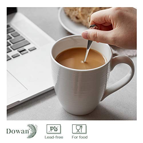 Dowan 17 Oz Large Coffee Mugs Set Of 4 - Ceramic Coffee Mugs With Large Handle, Thanksgiving Christmas Coffee Cups Gift For Hot Or Cold Drinks, Easy To Hold & Texture Design, White #TOP3