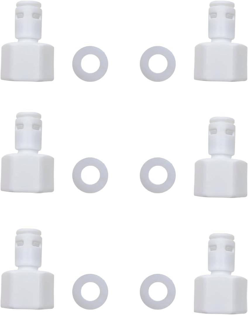 ESHIONG Hose Bib Quick Connect Adapter for Reverse Osmosis water filter,NSF Certified 3/4" Female Thread to 1/4" OD Push to Connect Plastic ro Fittings .（Pack 6）