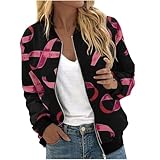 fartey Womens Bomber Jackets Lightweight Casual Stand...