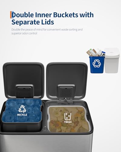Caneca de basura rectangular 80L doble con tapa cierre suave miniatura 3
