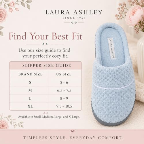 Image of Laura Ashley Women's Spa Slip-On Rugged Scuff Slipper, Non-Slip House Slippers with Cushioned Insole for Ladies