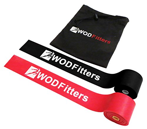 WODFitters Floss Bands for Muscle Compression Tack & Flossing Mobility & Recovery WODs (Black Red Combo 2 Pack)