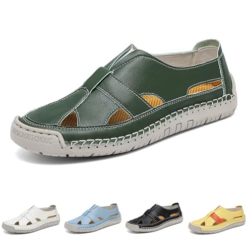 Men's Summer Casual Sandals Breathable Leather Fisherman Sandals Adjustable Hook Loop Flat Comfortable Beach3