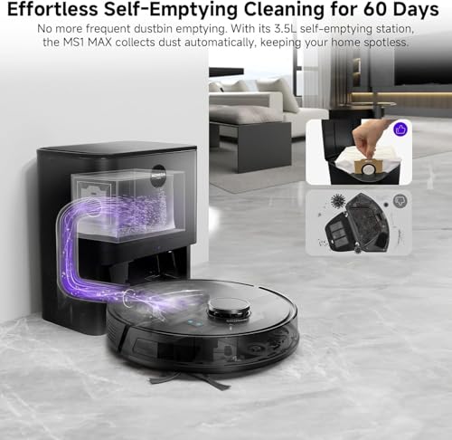 MONSGA Robot Vacuum with Mop, 7000Pa Powerful Suction, Lidar Navigation Robotic Vacuum with 3.5L Self-Empty Station, 180mins Runtime, APP/Remote/Voice Control, for Hard Floors and Carpets (MS1MAX) - Image 6