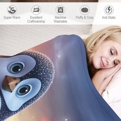 Couverture manchots douce et chaude 140x180cm pour lit et canapé