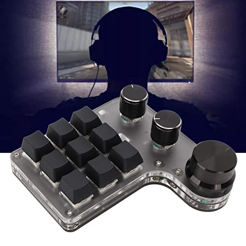 Mini Macro Mechanical Gaming Keyboard, 9 Keys 3 Knobs One Handed Usb Pc Keypad, Programmable Shortcut Custom Function, Dual Mode Connection, Osu Gaming Keyboard! #TOP5