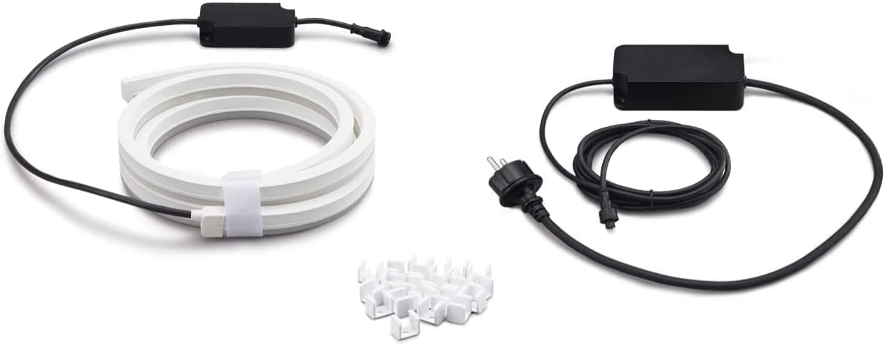 Philips Hue White & Color Ambiance Outdoor Lightstrip 2m 684lm, dimmbar & Niedervolt-Verlängerungskabel, für alle Hue Niedervolt Aussenleuchten, 5m