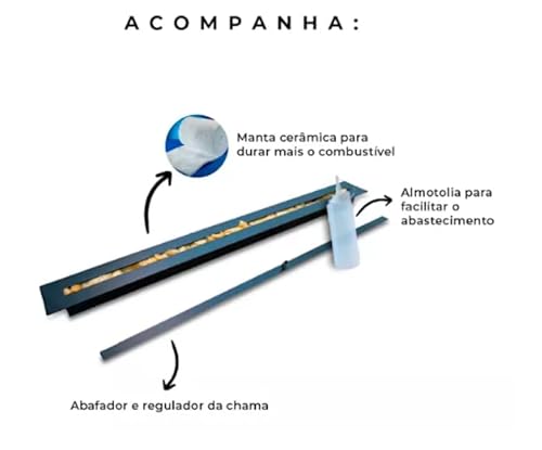 Queimador de Lareira a Álcool Etanol, 60 cm, Preto