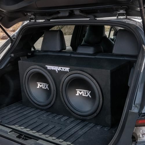 MTX Dual 12-Inch Subwoofers with Loaded Enclosure, 1200W Max Power, 400W RMS, Terminator - Car Audio Subwoofer and Speaker System with Deep Bass Sound