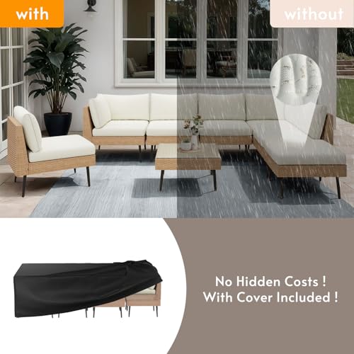 ENSTVER Outdoor Patio Sectional Furniture Set, 8 Piece Wicker Patio Furniture Wtih Extra Waterproof Cover, Conversation Patio Furniture with Thick Cushions for Garden, Backyard - Thumbnail 2