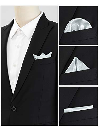 Allegra K Men's Pocket Squares Handkerchiefs Solid Color For Wedding Party One Size Silver #TOP3
