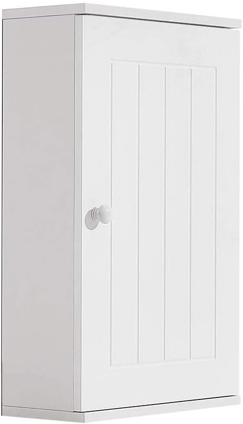 Panana Bathroom Cabinet Wall Mounted Bathroom Storage Cabinet White Wooden Storage Cupboard Unit Single Door Cabinet with Shelf Bathroom Furniture, 30cmx14cmx50cm