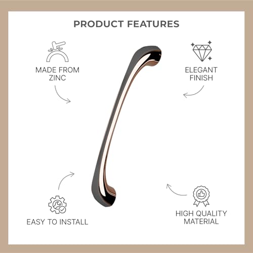 Image of LAPO 4 Inch Cabinet Drawer Handle for Kitchen, Wardrobe Pull Handle for Daily Use, Stable Grip Hold, Easy Installation, Surface Protection Coating, Hole to Hole Size 10 cm (Black Rose Gold, Pack of 6)