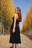 Memoriesea Women's Elegant Square Neck Swing A Line Wedding Evening Party Midi Dress Black - Image 3