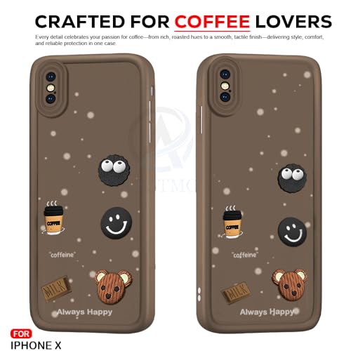 Image of AESTMO Back Case Cover for iPhone X /XS Back Cover | Cute Fun Cartoon 3D Ball | Coffee Silicone Case | Full Body Protection | Camera Protection Back Cover for iPhone X /XS (Brown)