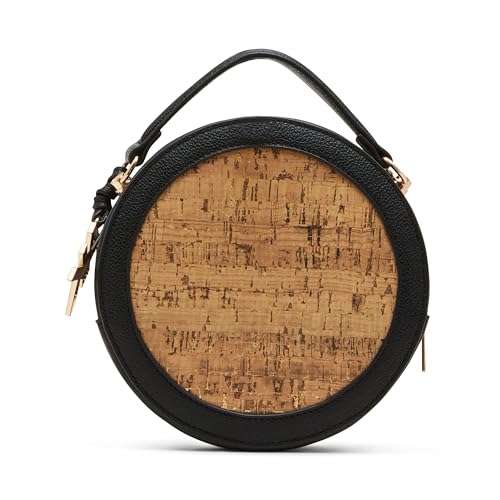 Anne Klein Womens Cork Circle Bag with Convertible Strap, Black3