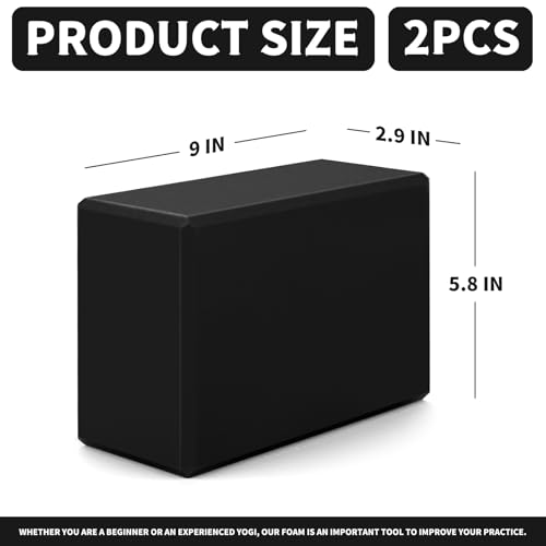 Image of Yoga Blocks 2 Pack, 9x6x3in Pilates Block, Non-Slip Foam Brick for Exercise