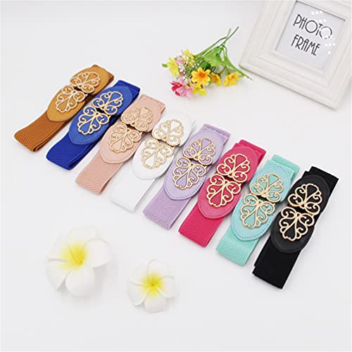 Ladies Fashion Vintage Buckle Elastic Wide Belt Casual Stretch Waist Belt for Dress4